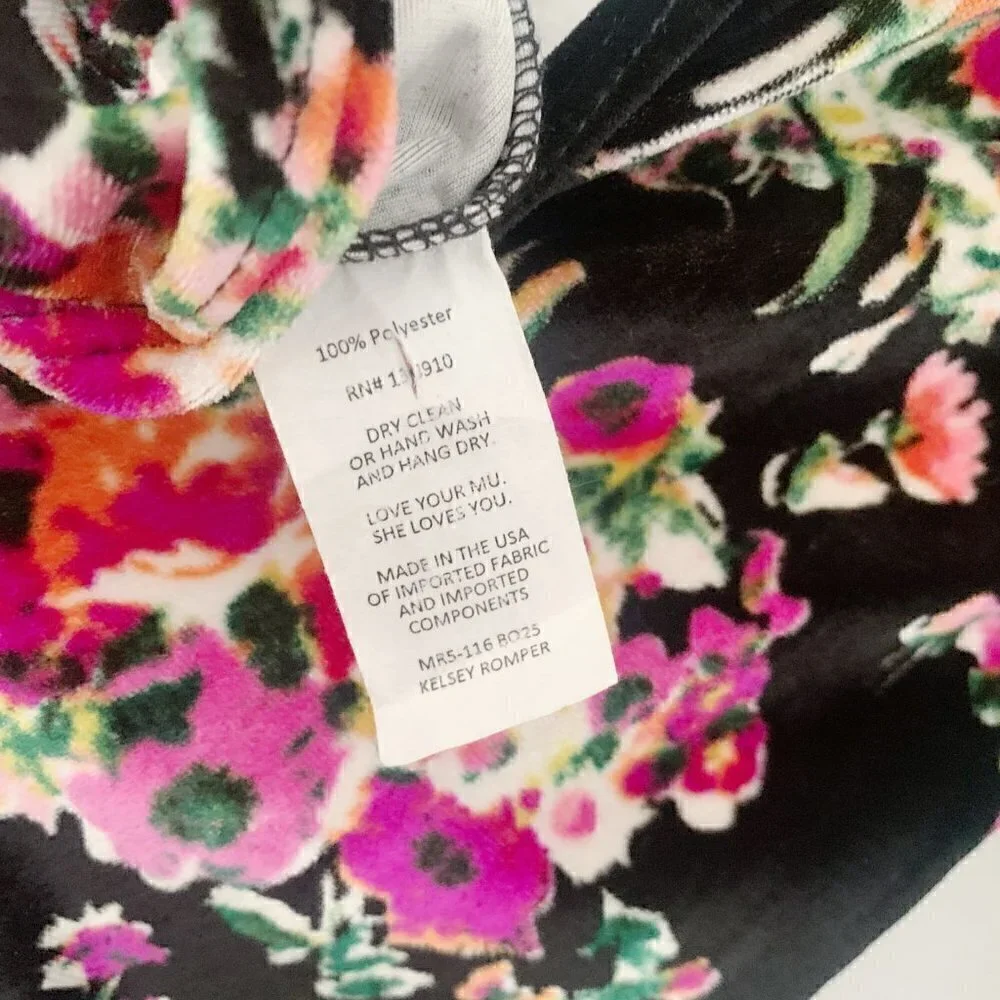 Show Me Your‎ Mumu Black Velvet Kelsey Romper XS​​​​​​​​​​​​​​​​​​​​​​​​​​​​​​